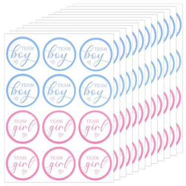 Imagem de YBEATY 120 peças adesivos de revelação de gênero de time menino ou menina adesivos redondos rosa ou azul adesivos chá de bebê festa jogos decorações suprimentos para embrulhar scrapbook envelope
