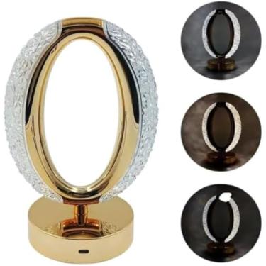Imagem de Luminária LED de Mesa Oval com USB, Dourada, Touch Sensor, 3 Temperaturas de Cor, Bateria Interna