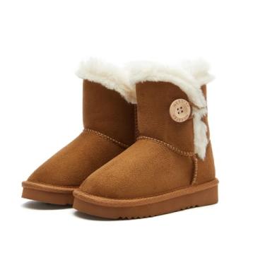 Imagem de Weestep Bota feminina de pele sintética para neve e inverno, Castanho (botão), 22