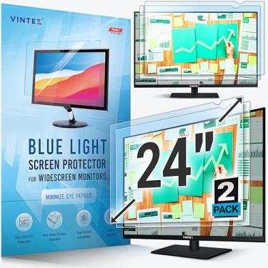 Imagem de VINTEZ Painel protetor de tela com bloqueio de luz azul de 61.0 cm para monitor de computador panorâmico 16:9 e laptop - Película de filtro de proteção ocular anti-UV para PC - Protetor de moldura