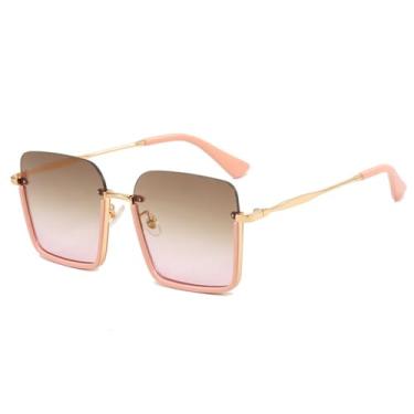 Imagem de Óculos de Sol Degradê Masculinos em Metal, Estilo Punk, Proteção UV400, Ideais para Esportes ao Ar Livre, Corrida e Ciclismo, Cor Rosa Chá