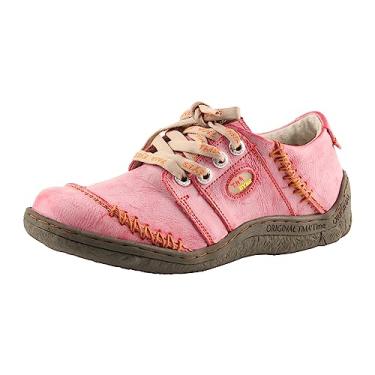 Imagem de TMA EYES Tênis feminino casual de couro costurado à mão para viagens e trabalho, Vermelho, 36