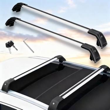Imagem de Barras transversais de teto para Mitsubishi Outlander Sport ASX 2011-2024 bagageiro de alumínio com barra transversal para bagagens de telhado para caiaque prateado + preto