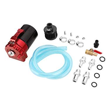 Imagem de Tanque de captura de motor automotivo, reservatório de filtro de óleo de ar, acessório universal de alumínio de qualidade, vermelho e preto (Vermelho Preto)