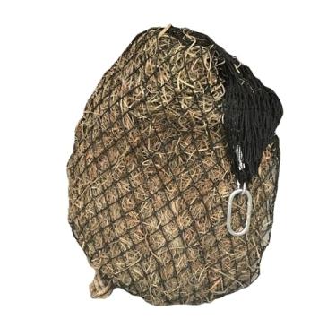 Imagem de hay chix Rede de feno para cavalos | Alimentador de saco de feno de alimentação lenta | Nylon tratado UV de grau marítimo | Comporta de 4 a 6 flocos | Meia rede de fardos (furos de 3,5 cm) cor corda