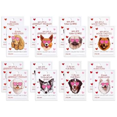 Imagem de WRAPAHOLIC Etiquetas de presente de dia dos namorados com cordão - 96 peças de etiquetas de papel com estampa de cachorrinho de amor com barbante de juta natural de 3 metros para decoração de