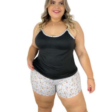 Imagem de Short Doll Plus Size Adulto Feminino Pijama Curto Renda Verão Baby Dol