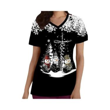 Imagem de Camisetas Adultas Com Decote Em V Tamanhos S-3XL Roupas De Trabalho Ta