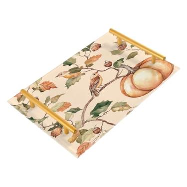 Imagem de xigua Bandeja de banheiro de abóboras de outono com alças bandeja de servir antiderrapante para mesa de centro, organizador de bancada de cabeceira bandeja de decoração de acrílico para decoração de