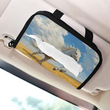 Imagem de SEHANY Suporte de lenços de carro Majestic Horse, caixa de lenços para carro, viseira solar, porta-guardanapos retangular, dispensador de máscara de carro, caixa de lenços de papel para automóveis