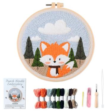 Imagem de Myfelicity Kit de bordado de agulha de perfuração, conjunto de artesanato para iniciantes com design de padrão animal, argola de 19 cm (fogueira)