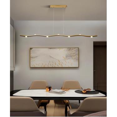 Imagem de Luminárias pendentes LED modernas para restaurantes, com capacidade de iluminação de 10 a 15 m², reguláveis, embutidas, com altura ajustável, ideais para mesas de jantar, ilhas de cozinha, q