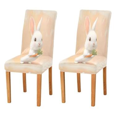 Imagem de SEHANY Lindas capas de cadeira de coelho de conto de fadas para sala de jantar, conjunto de 2, capa protetora elástica removível e lavável para cadeira de jantar para cozinha, hotel, festa, decoração