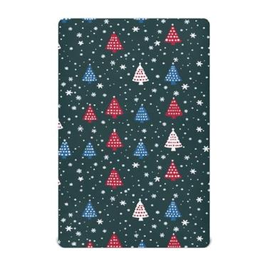 Imagem de Wassud Jogo de lençol colorido para berço de árvore de Natal para meninos e meninas, respirável, lençol com elástico, neutro, 68 x 99 cm