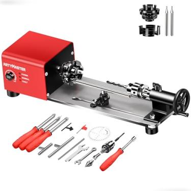 Imagem de ArtyMaster Mini Torno, WM101A-Plus Mini máquina de torno de madeira, 24VDC 96W Torno elétrico, pequeno torno de bancada com kits de ferramentas de torno de torneamento de madeira, velocidade