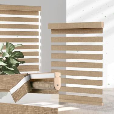 Imagem de MoDanCeQ Persianas Zebra sem fio para Windows – Cortinas de zebra com filtro de luz personalizável e blackout, persianas de janela de controle de luz de camada dupla, persiana zebra de fácil