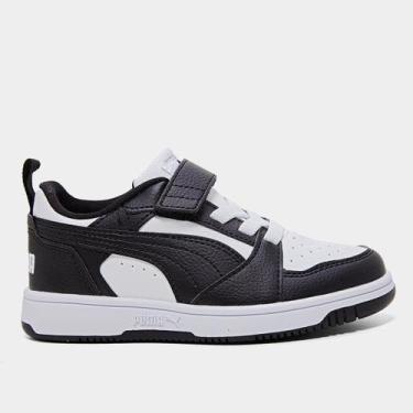 Imagem de Tênis Infantil Puma Rebound, Preto, Branco, 33