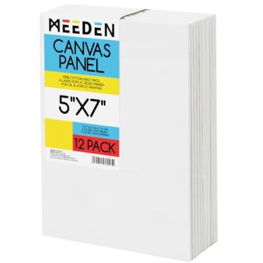 Imagem de MEEDEN Pacote Com 12 Telas 100% Algodão Para Pintura - Painéis Em Branco De 5 X 7 Pol., A Óleo E Acrílica, Materiais Arte Prontos Pintar, Artistas Profissionais Estudantes