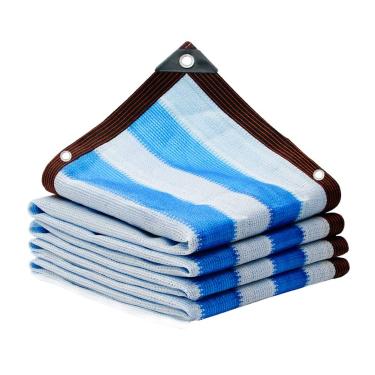 Imagem de Guarda-sol listrado azul e branco, isolamento térmico, proteção UV, adequado para jardins, varandas, plantas cobertas, com 23 tamanhos (tamanho: 2x6m) ()