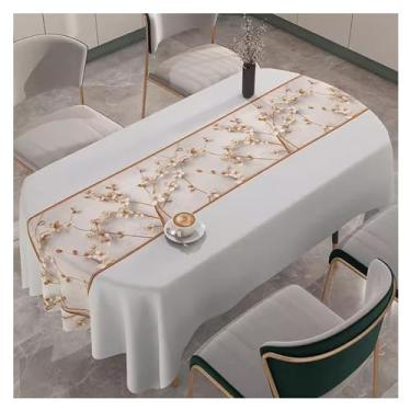 Imagem de Toalha de mesa retangular, impermeável, à prova de derramamento e sem rugas, decoração de mesa de cozinha, tapete de mesa de tecido de festa de Natal (2.120 x 170 cm)