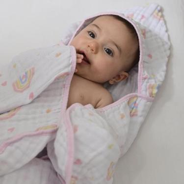 Imagem de Toalha Fralda Soft 80 cm x 90 cm Dupla Camada Baby Joy, Arco Íris Mági