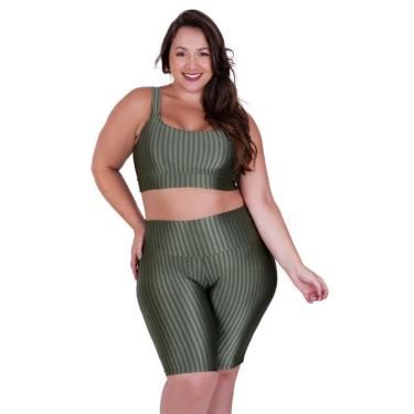 Imagem de Conjunto Fitness Plus Size Top com Bojo Removível e Bermuda Cintura Alta 3D Bruna-Feminino