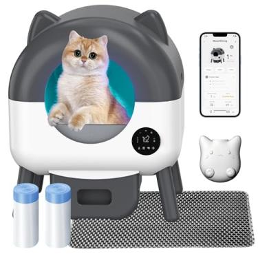 Imagem de Caixa de areia autolimpante/Revamped-S7, caixa de areia automática extra grande de 110L, robô de controle de aplicativos, caixas de areia elétricas para gatos, sem odor, multigato, forro e tapete de