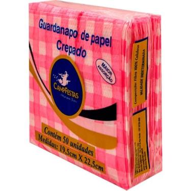 Imagem de Guardanapo Crepado Xadrez Rosa 50 fls19,5x22,5cm CampFestas - Inspire 