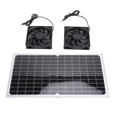 Imagem de Hyuduo Exaustor Movido a Energia Solar Kit de Ventilação Dupla Silício Monocristalino 12V para Galpão Galinheiro Estufa Conversão de Energia Eficiente Design de Estrutura Durável