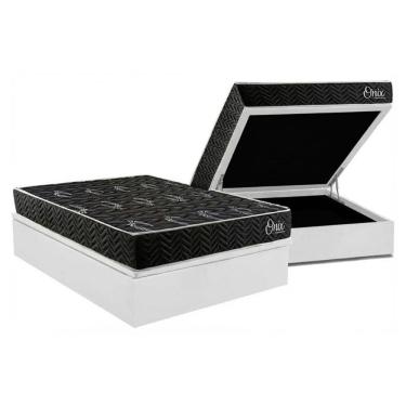 Imagem de Cama Box Baú Casal + Colchão Anatômico Kappesberg D28 Onix + Base CRC Corano White