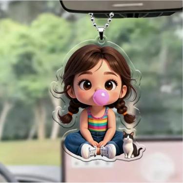 Imagem de Decoração de pendurar em acrílico para meninas e gatos – Pingente fofo de desenho animado para casa/carro | Presente ideal para crianças e amantes de animais de estimação/GJ-64