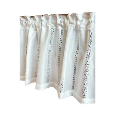 Imagem de Cortina Curta De Renda Branca Moderna Luxuosa Em Gaze Para Divisória D