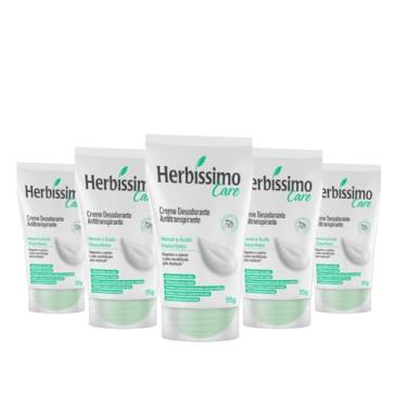 Imagem de Kit 6 Unid - Desodorante Cremoso Herbíssimo Care Monoi e Acido Hialurônico Bisnaga 55g