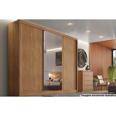 Imagem de Guarda Roupa Casal 3 Portas De Correr E 6 Gavetas C- Espelho Natus Freijo Cumaru - Novo Horizonte