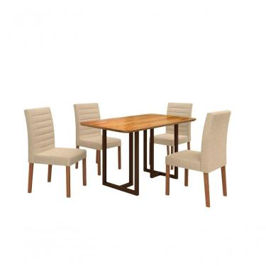 Imagem de Conjunto Ibiza Com 4 Cadeiras E Base Goiás Bm Tubulares Cinamomo-linho 303