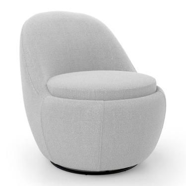 Imagem de Poltrona Orgânica Living Memphis Base Giratória Bouclê Cinza Claro - Abmaza
