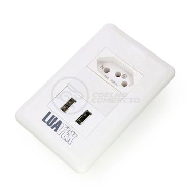 Imagem de Tomada De Parede 1 Entrada Fonte 2 Usb 5v 10a Bivolt