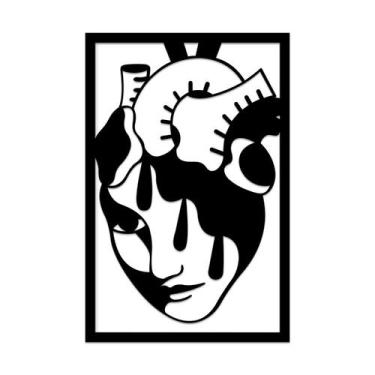 Imagem de Quadro Relevo Quarto Sala Tema Mulher Coração 32X21 - JABB