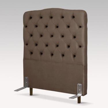 Imagem de Cabeceira de Cama Box Solteiro 110 cm Dunas Larhome Suede Veludo Marro