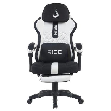 Imagem de Cadeira Gamer Rise Mode Z11, Ângulo Ajustável, Tecido, Branco e Preto - RM-CG-Z11-WB-Unissex