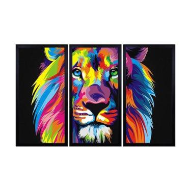 Imagem de Quadros Decorativos em Mosaico com moldura em madeira 103x63 cm e vidr