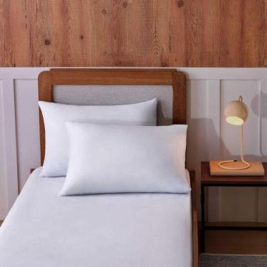 Imagem de Lençol Solteiro King Com Elástico Liso Branco em Malha 100% Algodão Pr