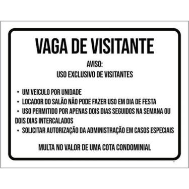 Imagem de Kit 10 Placas Sinalização - Vaga Visitante Regras - Sinalizo