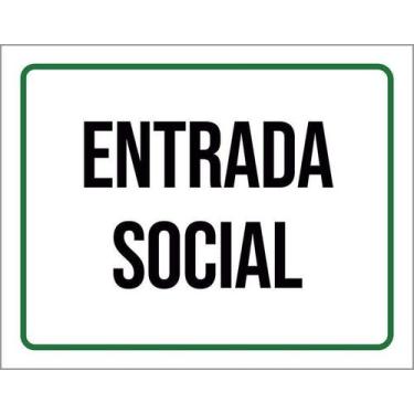 Imagem de Kit 3 Placa Acm Entrada De Social Verde 18X23 Branco - Sinalizo