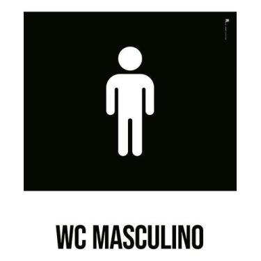 Imagem de Kit 5 Placa Acm Desenho Wc Masculino 18X23 - Sinalizo