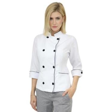 Imagem de Camisa Feminina Manga 3/4 - Camisa Chefe Branca-Feminino