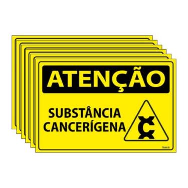 Imagem de Combo 6 Placas De Sinalização Atenção Substância Cancerígena 30x20 Eco