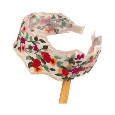 Imagem de Tiara de tule com flores bordadas femininas populares  acessório de fa