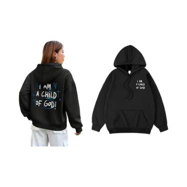 Imagem de Moletom Feminino De Tamanho Grande, I Am a Child of God, Casual, Com D