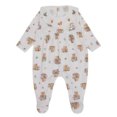 Imagem de Macacão Longo Infantil Menina Off White Gola Babado Mini & Co-Feminino